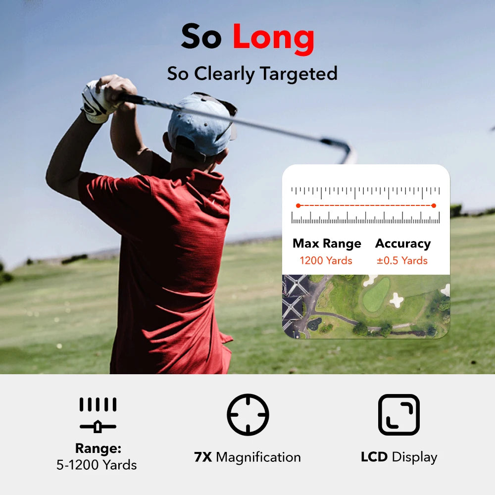 Redtiger Golf Rangefinder Slope 1000M 1200 Yards 7x Zoom