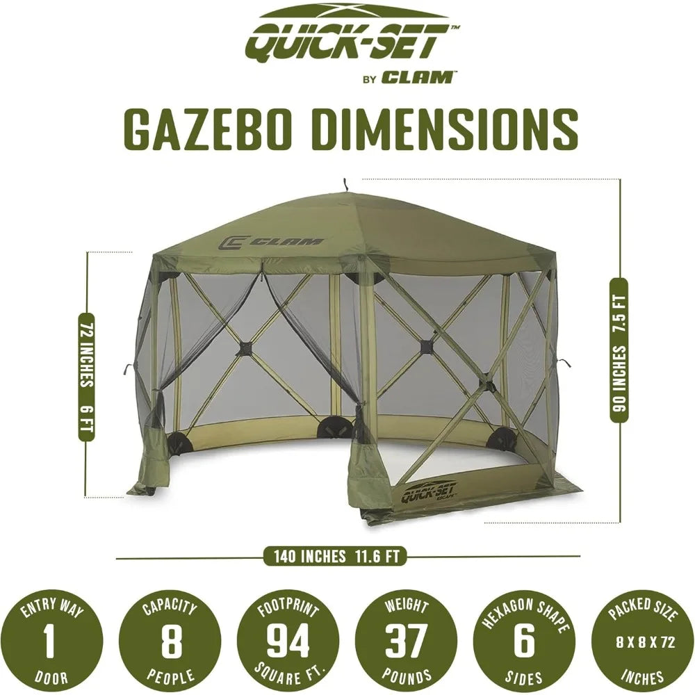 Pop Up Screen Tent Outdoor Camping Gazebo Canopy 11.5 Feet Green