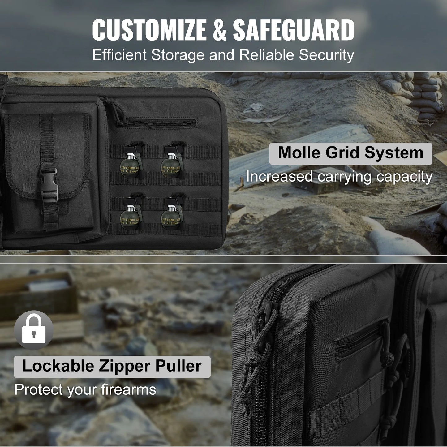 Vevor Double Rifle Bag 36 42 Case With Lockable Zipper