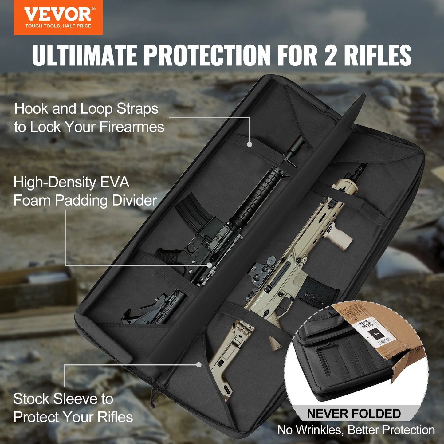 Vevor Double Rifle Bag 36 42 Case With Lockable Zipper