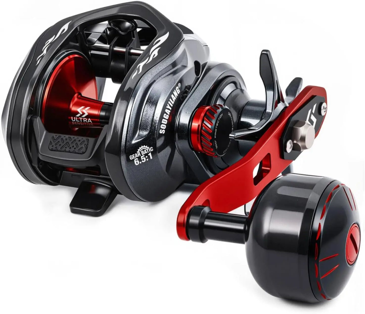 400 Size with 35lbs Max Drag 6.3:1 Gear Ratio Low Profile Casting Reel for Musky