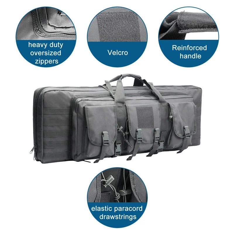 LQARMY Tactical Double Rifle Case Molle Bag 32 38 42 48in
