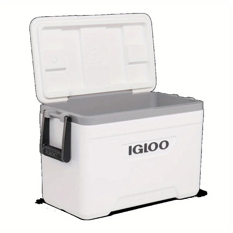 White Marine Hard-Sided Cooler - Heavy Duty Rotomolded Construction, 5-Day Ice Retention for Boating & Fishing.