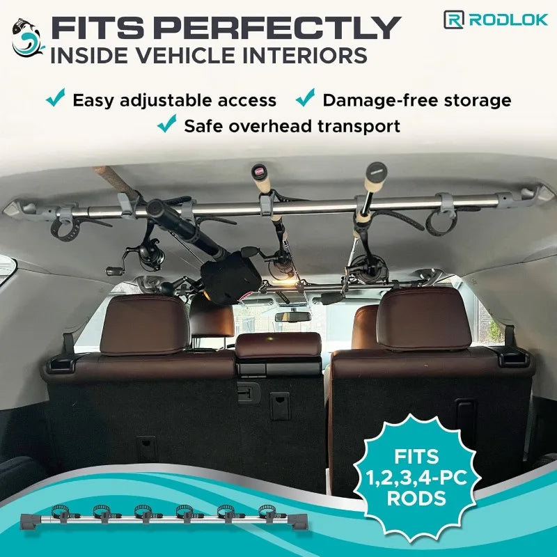 2 Pc Fishing Rod Holder for Car- Fishing Pole Rack - SUV Truck Fly Rod Holder - Holders for Garage Organization