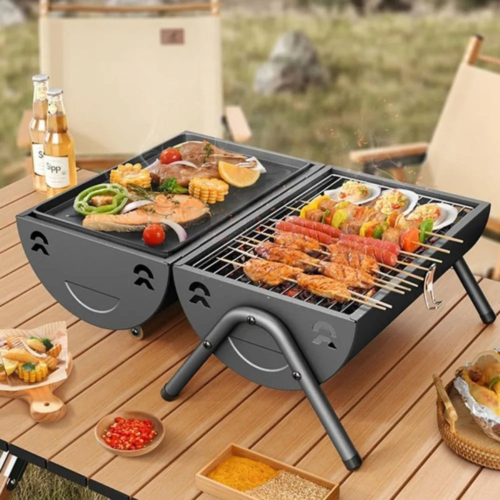 Table Top Grill Charcoal with Smoker Double Side Use Portable Small Charcoal Grill B