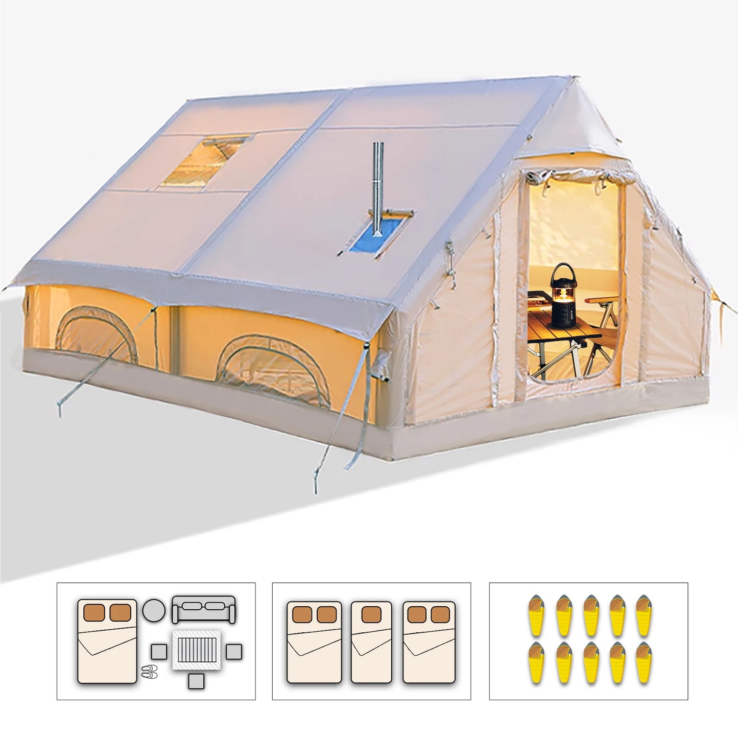 Large Inflatable Camping Tent with Hand Pump Easy Setup Portable Inflatable Tents for Camping
