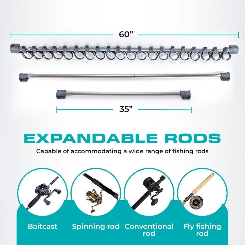2 Pc Fishing Rod Holder for Car- Fishing Pole Rack - SUV Truck Fly Rod Holder - Holders for Garage Organization
