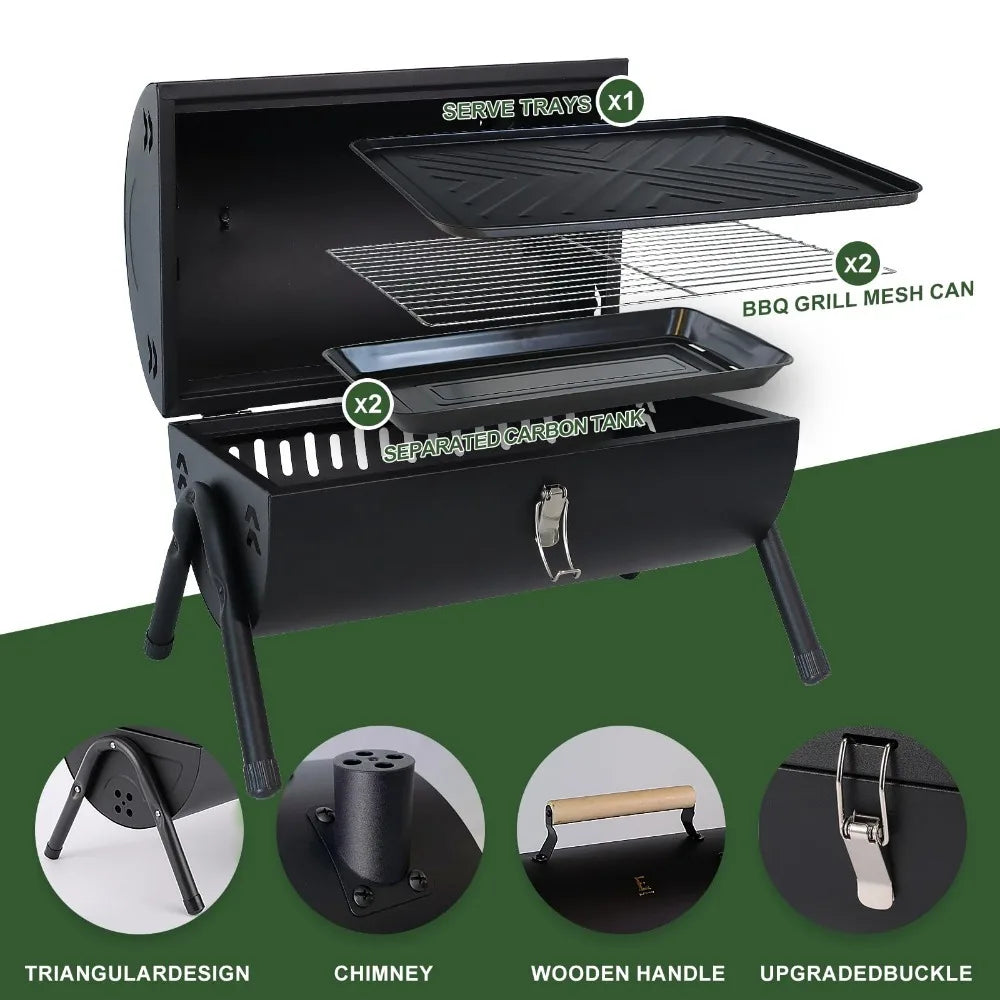 Table Top Grill Charcoal with Smoker Double Side Use Portable Small Charcoal Grill B