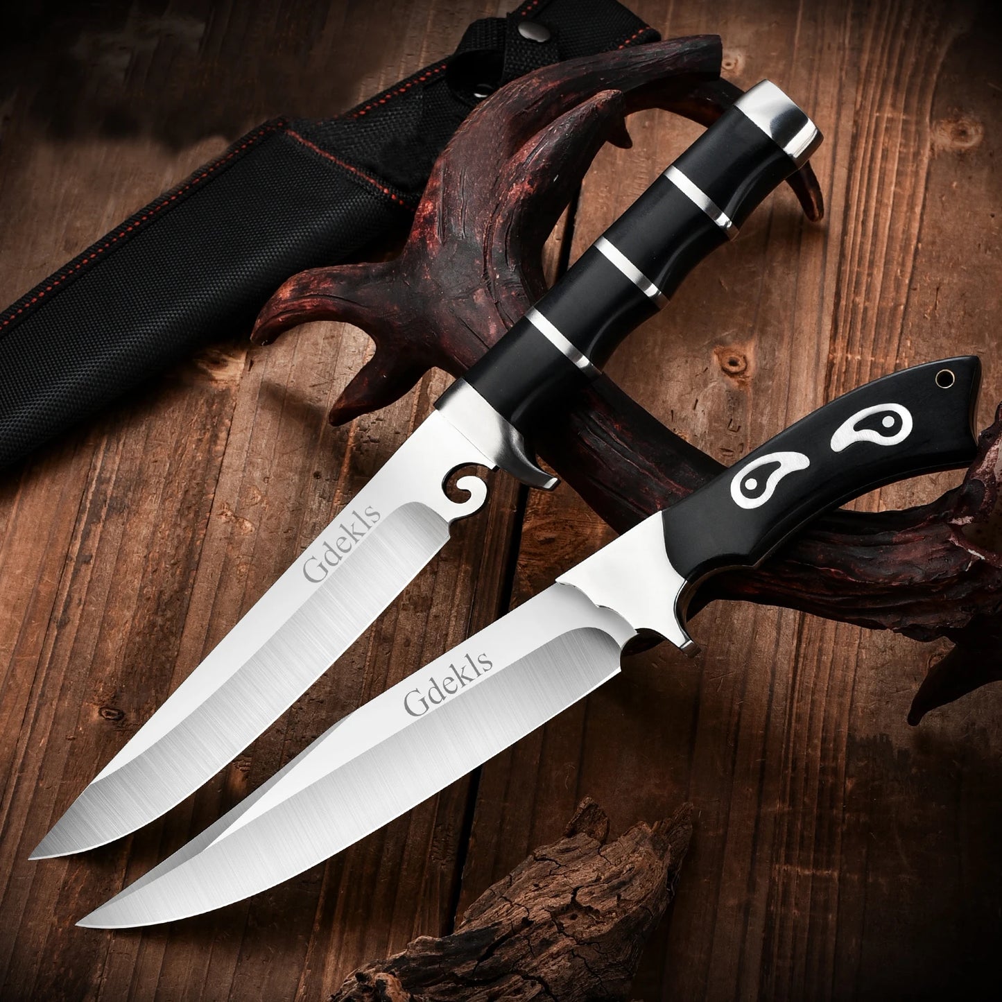 High Hardness 7Cr15 Stainless Steel Outdoor Camping Knife with Faux Leather Sheath, Multi-Purpose Blade for Hunting and Survival