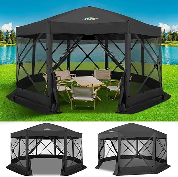 12x12ft Pop up Gazebo Screen Tent Screen House for Camping, Camping Outdoor Screened Gazebo with Sidewalls, Portable Hub Tent w