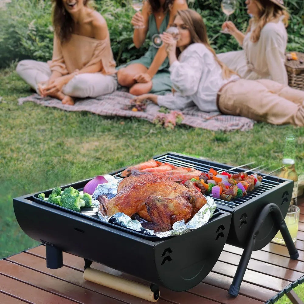 Table Top Grill Charcoal with Smoker Double Side Use Portable Small Charcoal Grill B