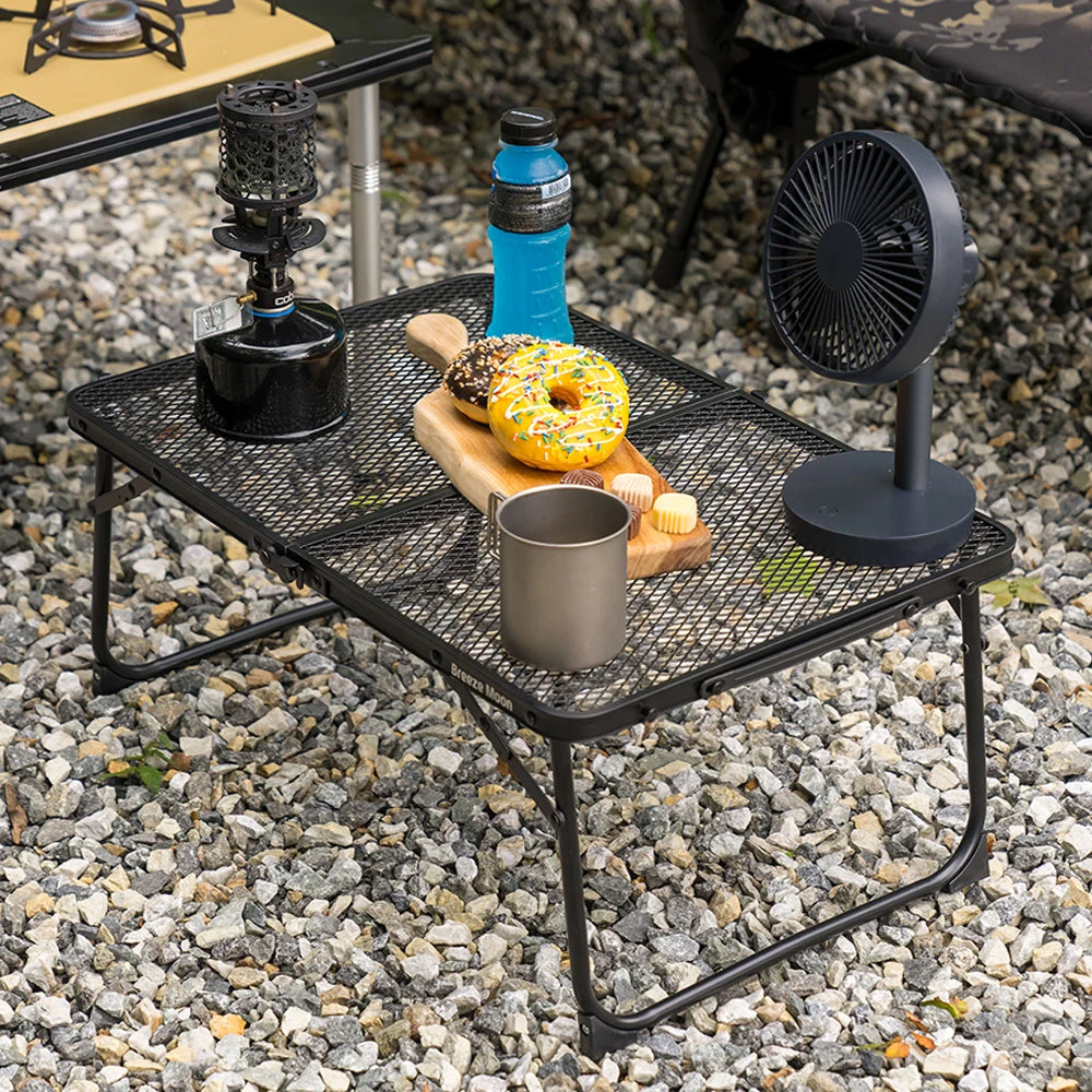 BreezeMoon Camping Mesh Folding Table lightweight Folding Backpacking auxiliary mini side portable table dining table