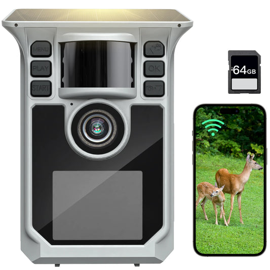 4K Solar Trail Camera 48MP WiFi Night Vision 0.2s Trigger