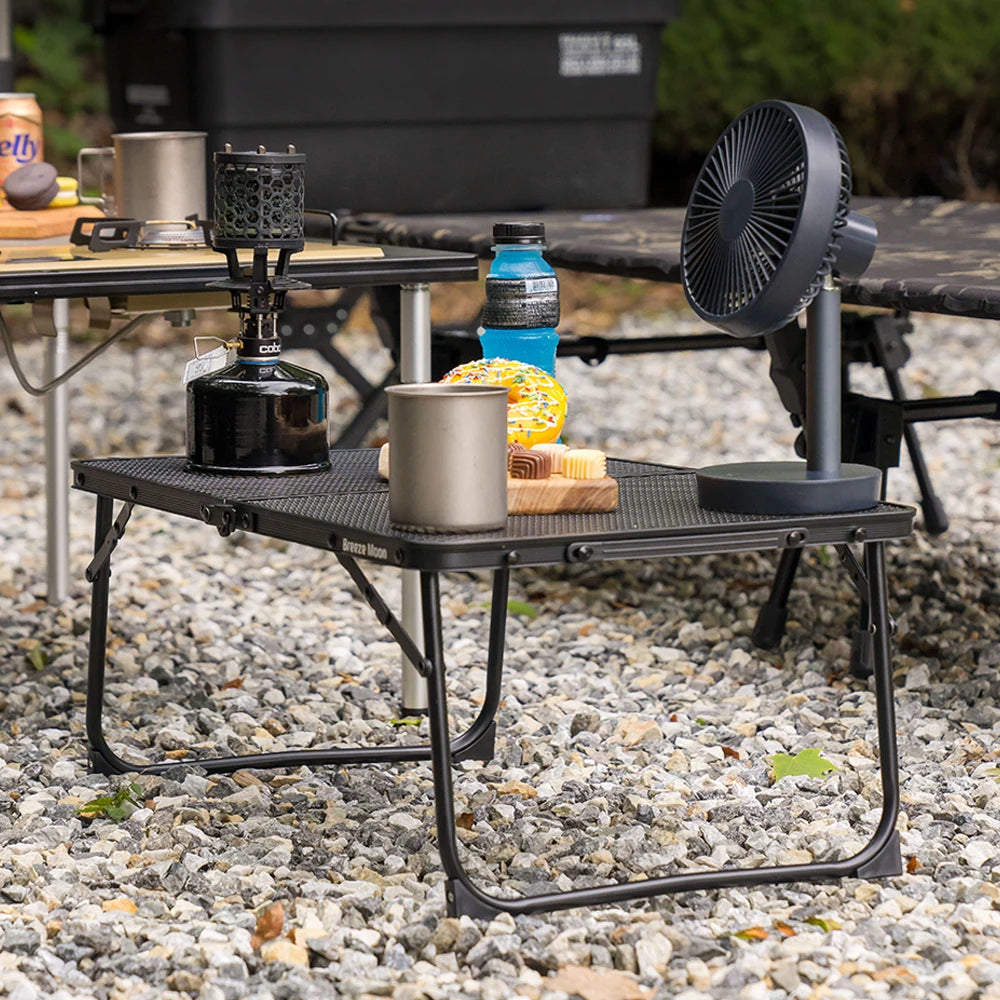 BreezeMoon Camping Mesh Folding Table lightweight Folding Backpacking auxiliary mini side portable table dining table