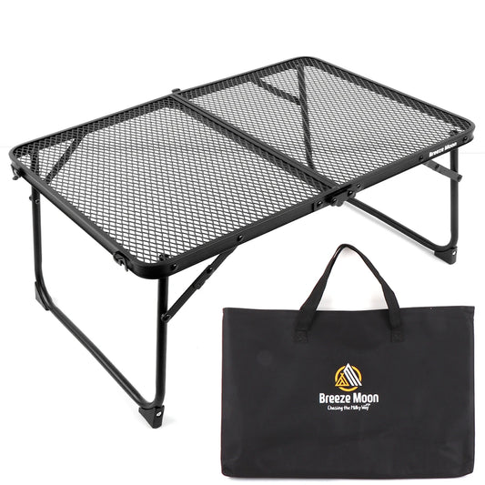 BreezeMoon Camping Mesh Folding Table lightweight Folding Backpacking auxiliary mini side portable table dining table