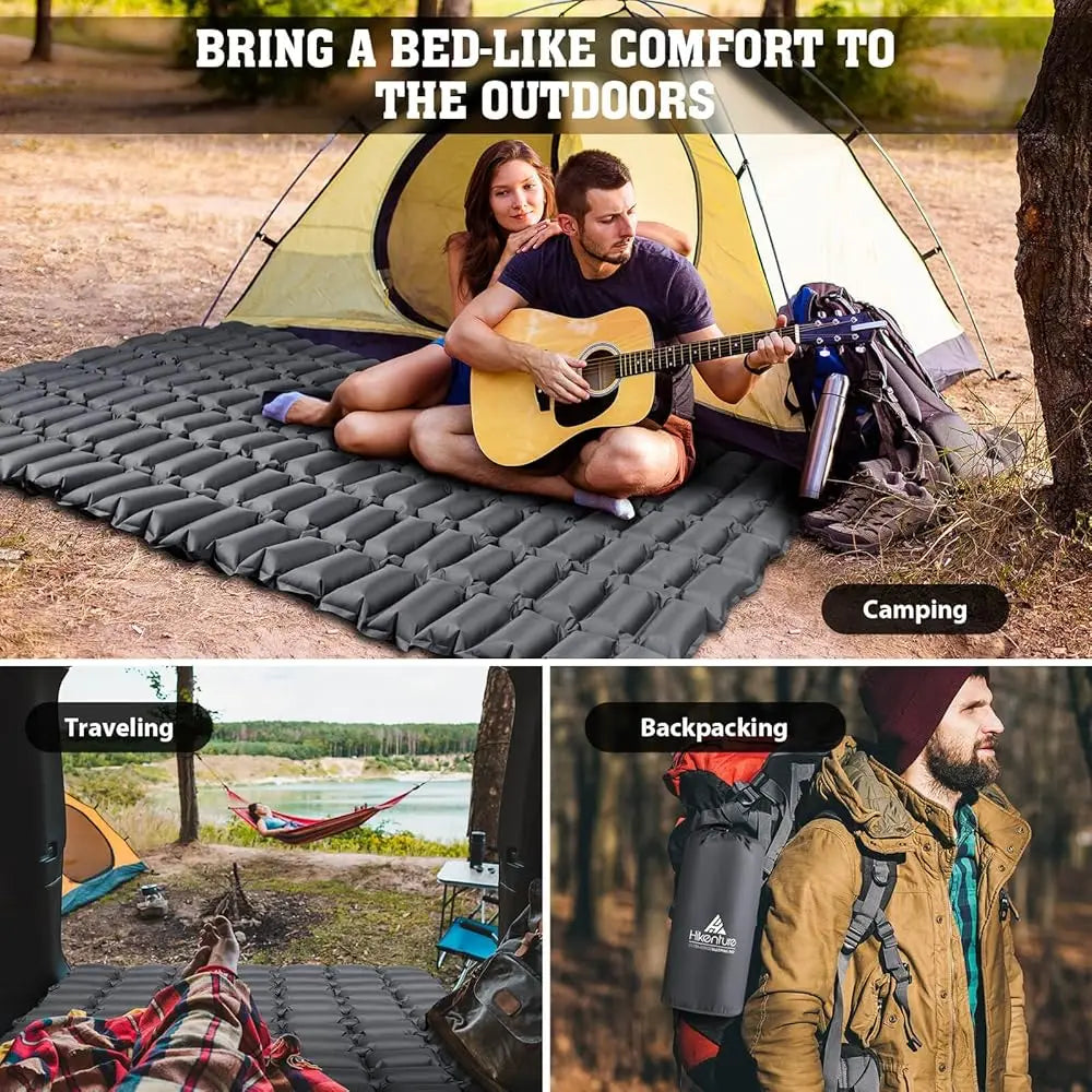 Double Sleeping Pad Ultralight Camping Mattress 2 Person Backpacking Pad With Pump Sack Inflatable Air Mat For Tent