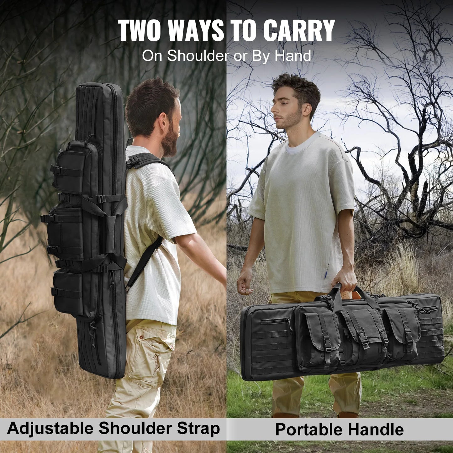 Vevor Double Rifle Bag 36 42 Case With Lockable Zipper