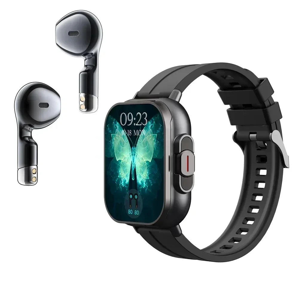 2025 D8 Smartwatch NFC Heart Rate Monitor Earbuds Music Control Pedometer For iPhone Android