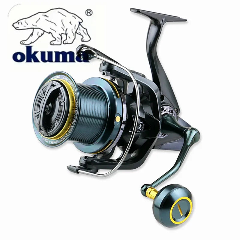 OKUMA fishing reel 9000-14000 metal long-distance casting wheel guide rod structure fishing wheel 4.7:130KG brake fishing