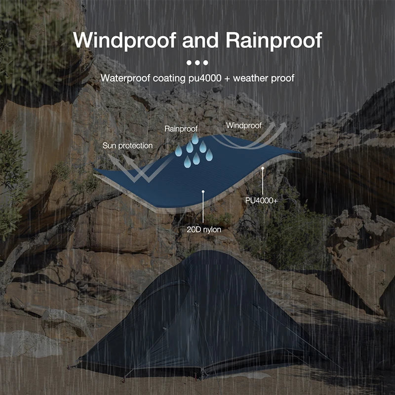 Naturehike Cloud Up 1 Person Tent Outdoor Camping Hiking Climbing Ultralight Double Layer Backpacking Sun Shelter With Footprint