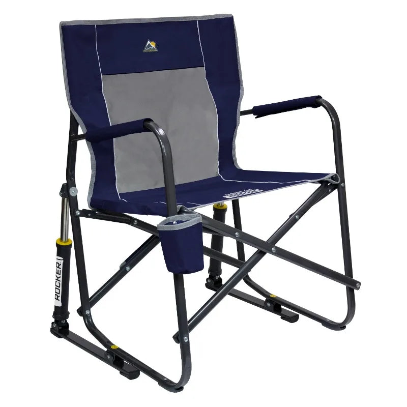 GCI Outdoor Freestyle Rocker Foldable Rocking Camp Chair, Indigo Blue
