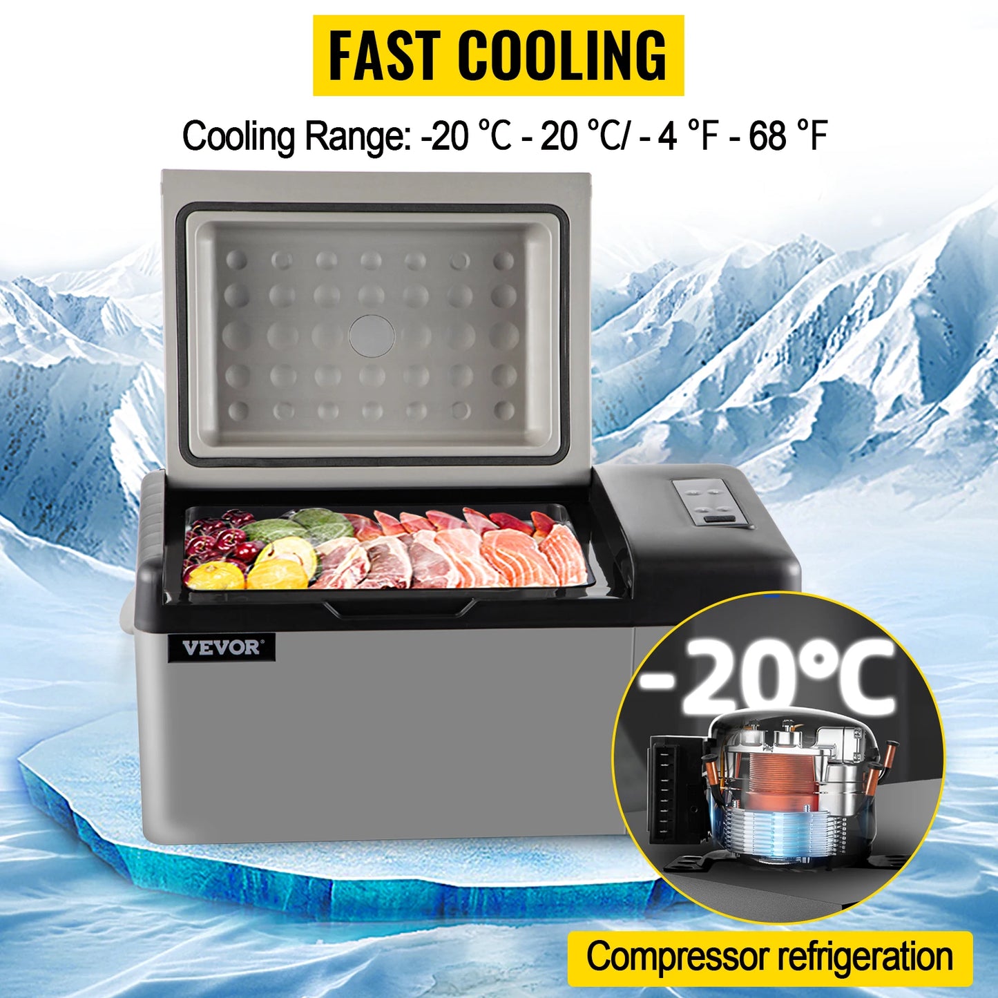 SucceBuy 20L 22L 35L 45L 55L Car Refrigerator Mini Fridge Freezer Portable Compressor Cooler DC 110-240V Ice Box for Camping