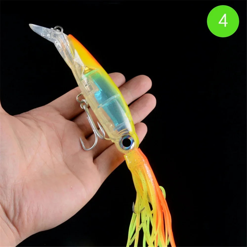 Large Simulation Squid Hard Fishing Lures Lifelike Octopus Swimbait with 2 Treble Hooks for Saltwater and Freshwater Fishing