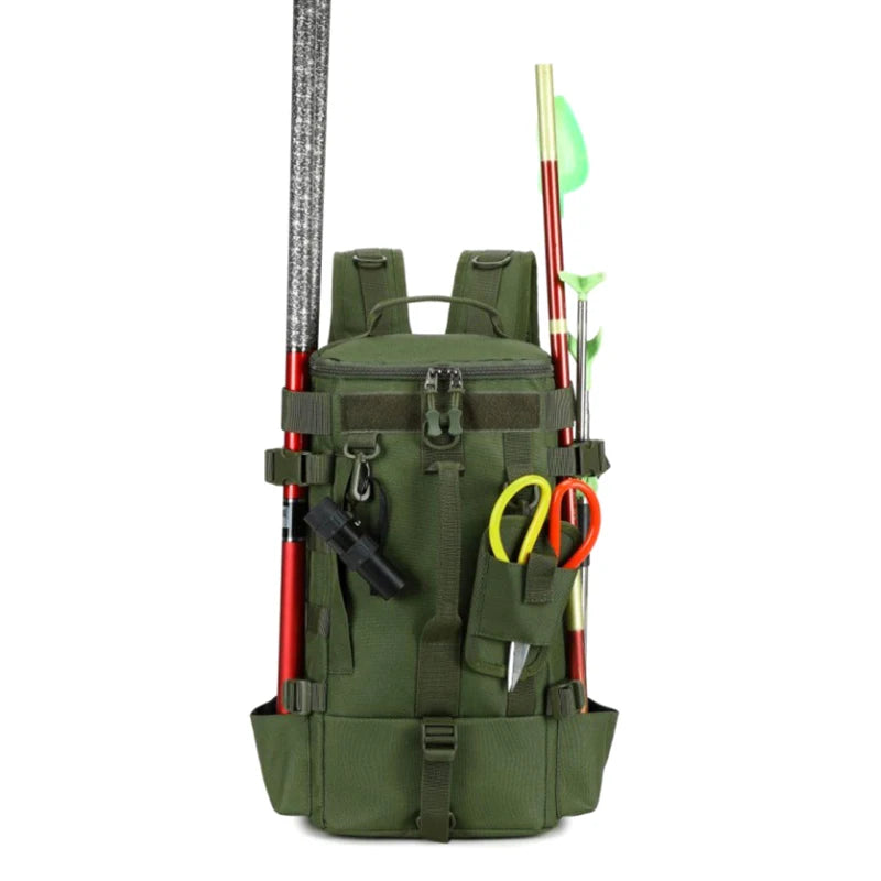 Tactical Fishing Backpack With Rod Holders Molle Storage