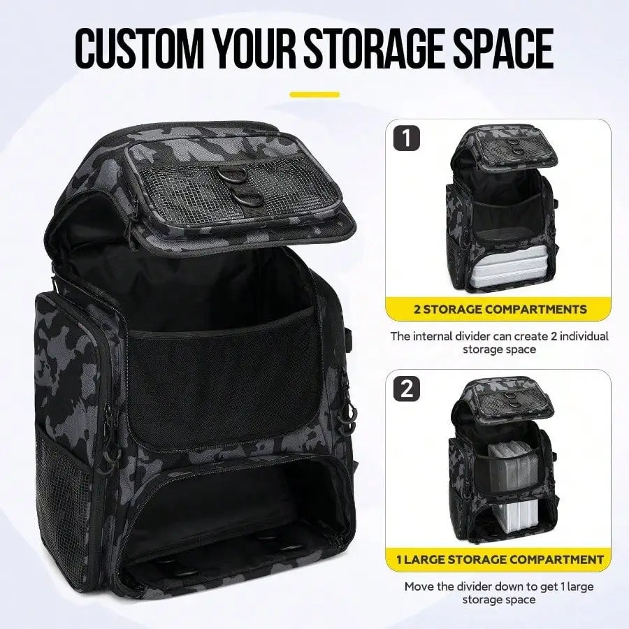 Fishing Tackle Backpack With Rod Holders 42L Outdoor