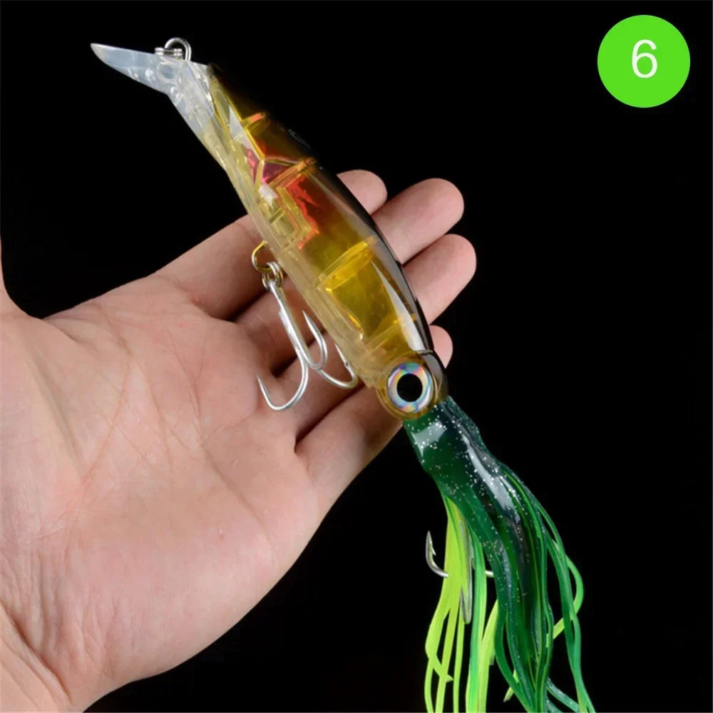 Large Simulation Squid Hard Fishing Lures Lifelike Octopus Swimbait with 2 Treble Hooks for Saltwater and Freshwater Fishing