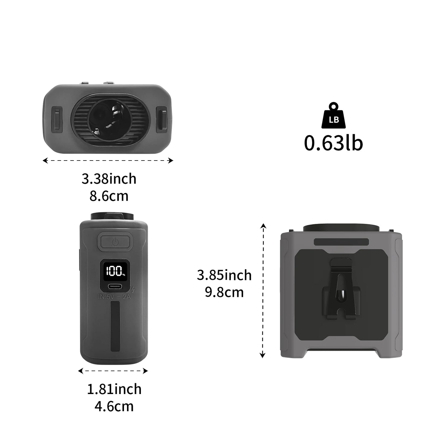 10000mAh Portable Waist Fan - Power Bank & LED Light - Hands-Free for Outdoor Work/Travel