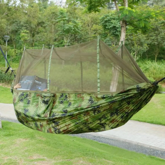Portable Double Camping Hammock With Mosquito Net Nylon
