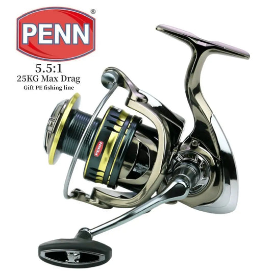 PENN High Max Drag 25KG Fishing Reel with 5.5:1 Gear Ratio and XE1000-7000 Model，Gift Fishing Line