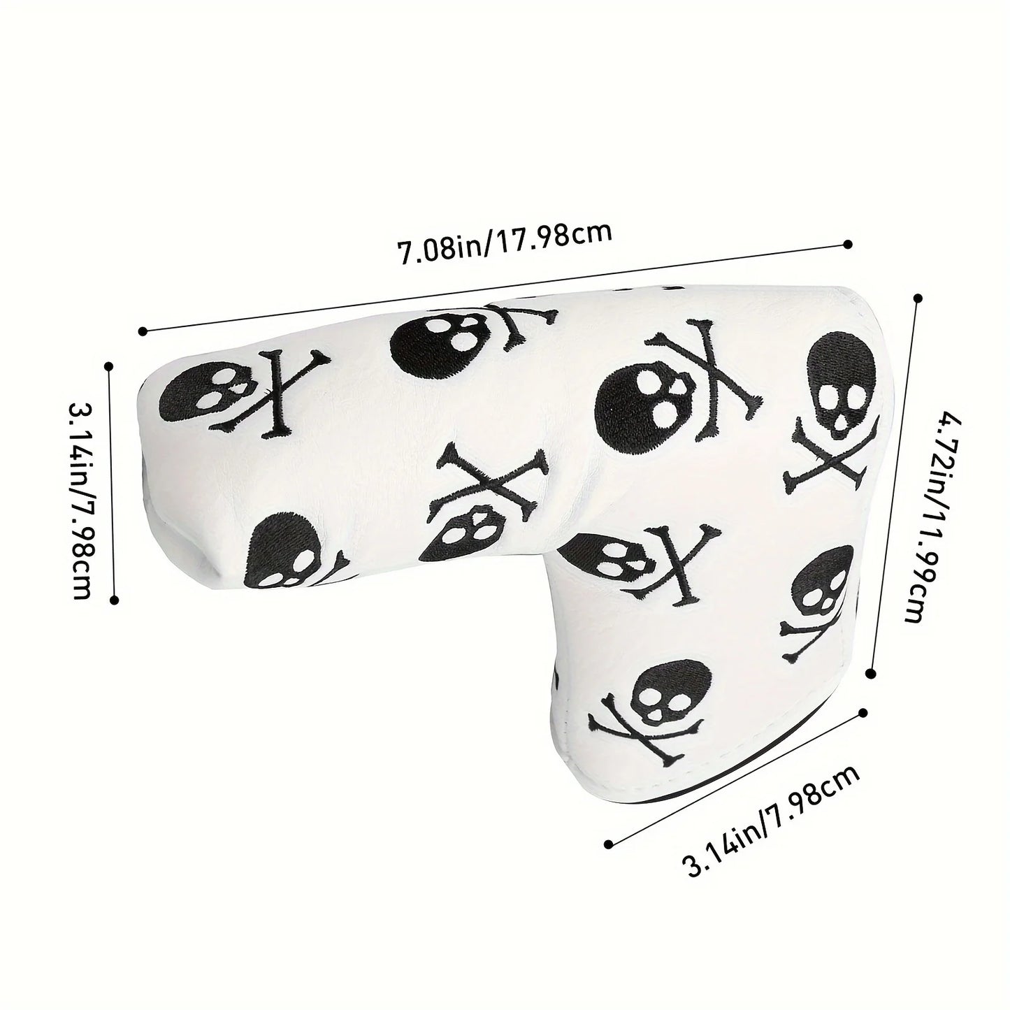 Golf Putter Head Cover PU Leather Black White Fits Putters