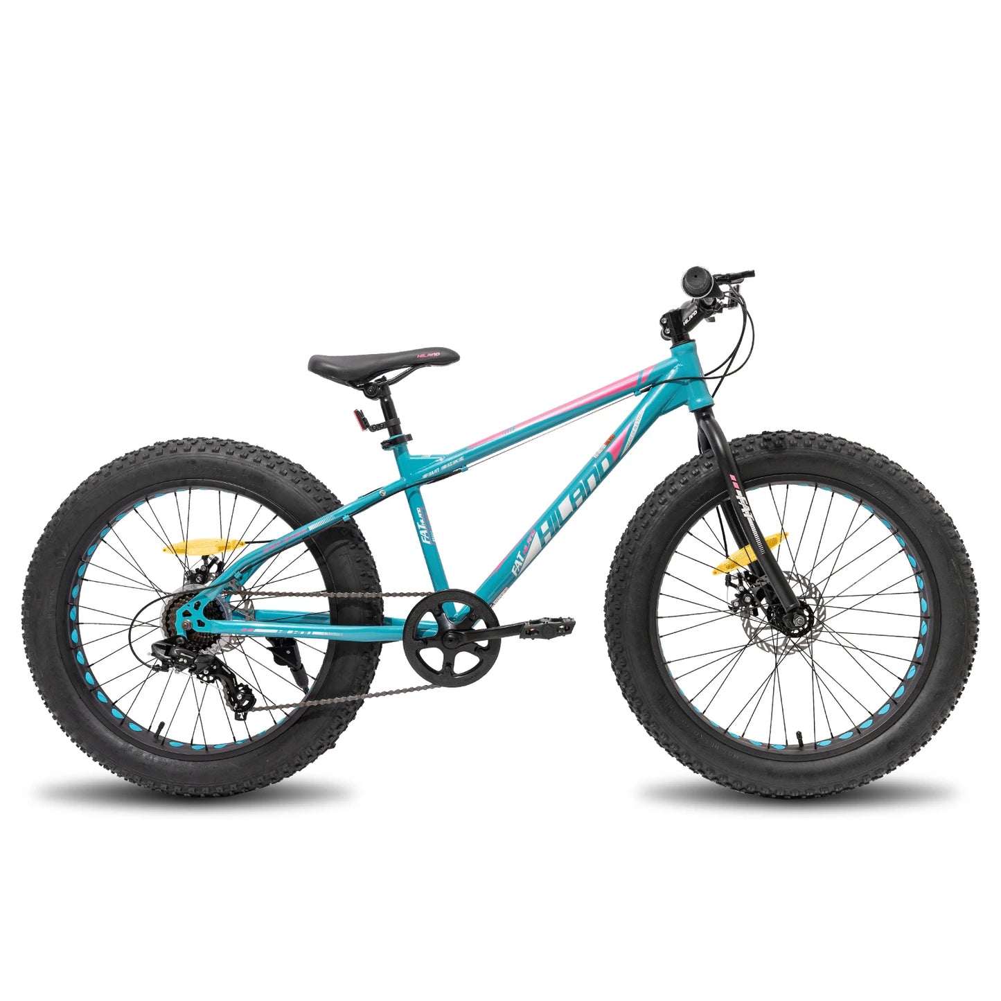 Hiland 20 Inch Kids' Bicycles Fat Tire Mountain Bike for  Age 5 + Years, Shimano 7-Speed, Dual-Disc Brake,Kids BeachBicycle