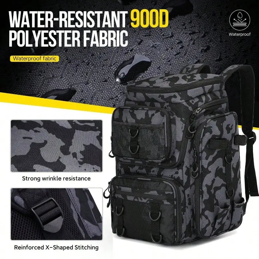 Fishing Tackle Backpack With Rod Holders 42L Outdoor