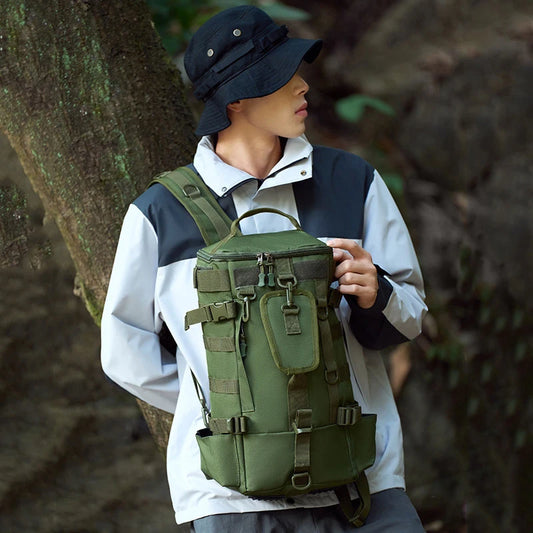 Tactical Fishing Backpack Tackle Bag With Rod Holders Molle