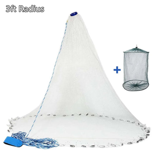 American Saltwater Cast Net For Bait 3 To 10 Ft Radius Zinc