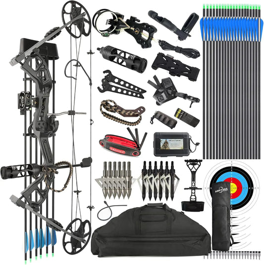 Compound Bow Kit, Hunting & Targeting, Limb Made in USA, Draw Weight 0-70 lbs Adjustable, Draw Length 9\\u201d-31\\",up to IBO 3