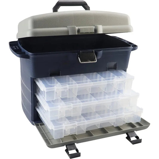 Large Tackle Box Organizers and Storage Big Fishing Tackle Box with Drawers Saltwater Catfish Fishing Tool Box 14.5 x 9.5 x 12.2