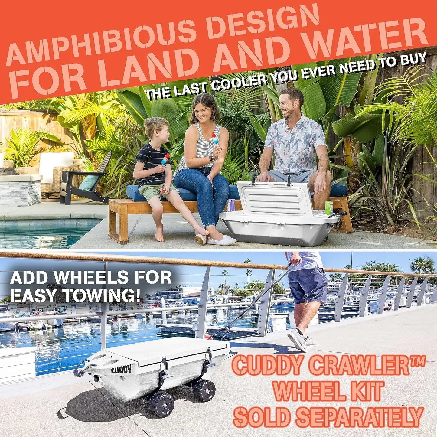 2024 Hot Floating Cooler and Dry Storage Vessel 40QT Amphibious Hard Shell Design Multiple Color Options