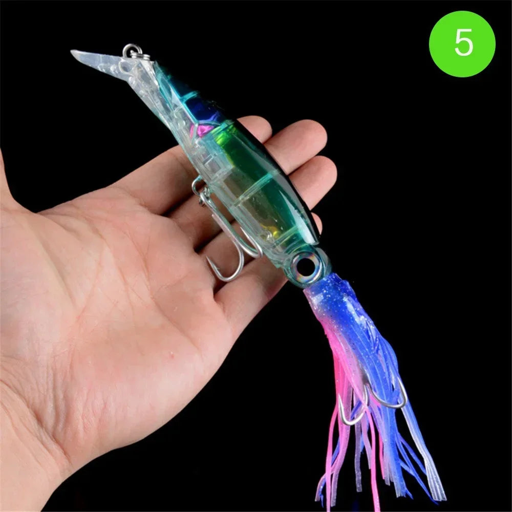 Large Simulation Squid Hard Fishing Lures Lifelike Octopus Swimbait with 2 Treble Hooks for Saltwater and Freshwater Fishing