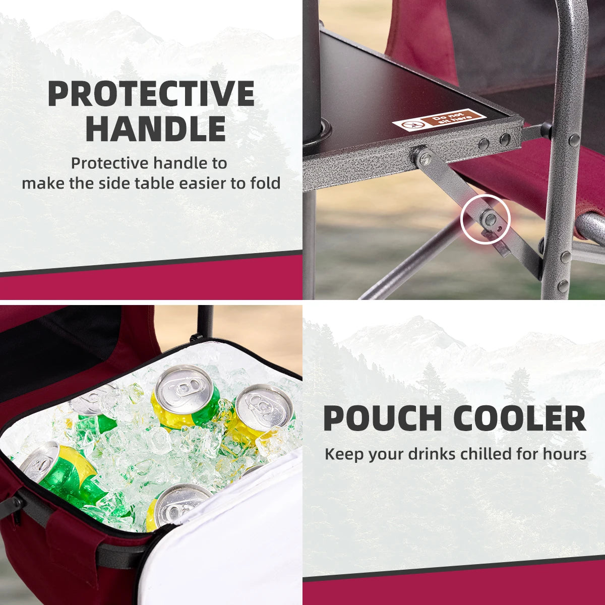 Tisetrail Director Camping Chair with Cooler Bag Camping Directors Chair with Foldable Side Tray Outdoor Lawn Chair