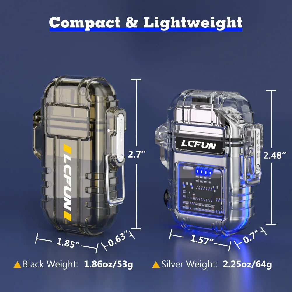 2 Pack Waterproof Lighter, Windproof Torch Lighter Butane Refillable, Electric Dual Arc Lighter USB Rechargeable Lighter