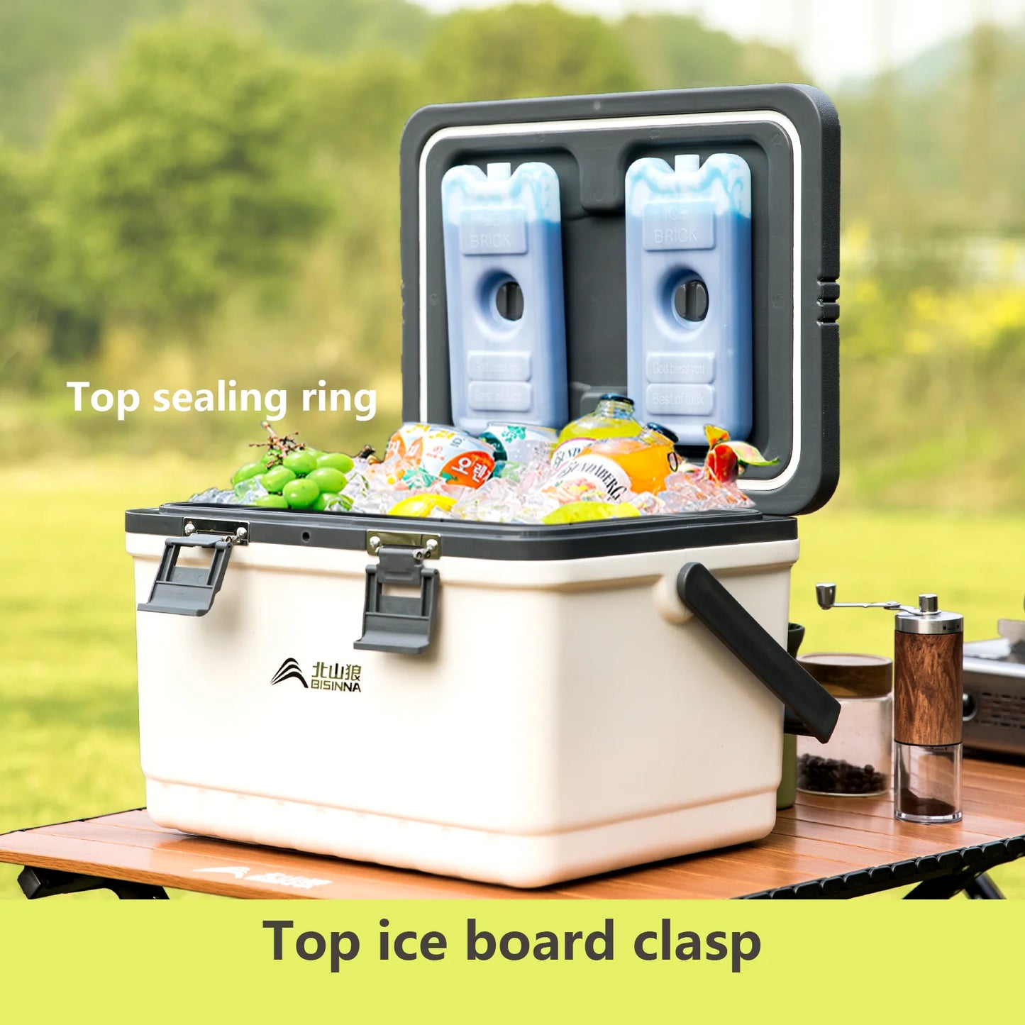BISINNA Camping Ice Box Large Capacity Car Refrigerator Portable Cooler Box Outdoor Beach Fishing Picnic Barbecue Ice Bucket