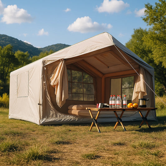 80.7 Square Feet Inflatable Tent with Air Conditioning Vent Four Season Glamping Blow Up Tent for Camping Waterproof Oxford Fabric