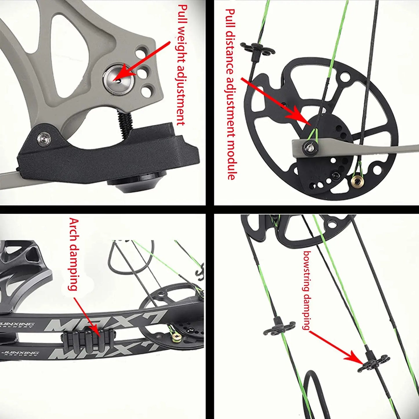 Compound Bow Set 30-70lbs Pulley Bow Let-off 80% Magnesium Alloy Handle 19-31'' Draw Length Adjustable Bow Shooting Accessory