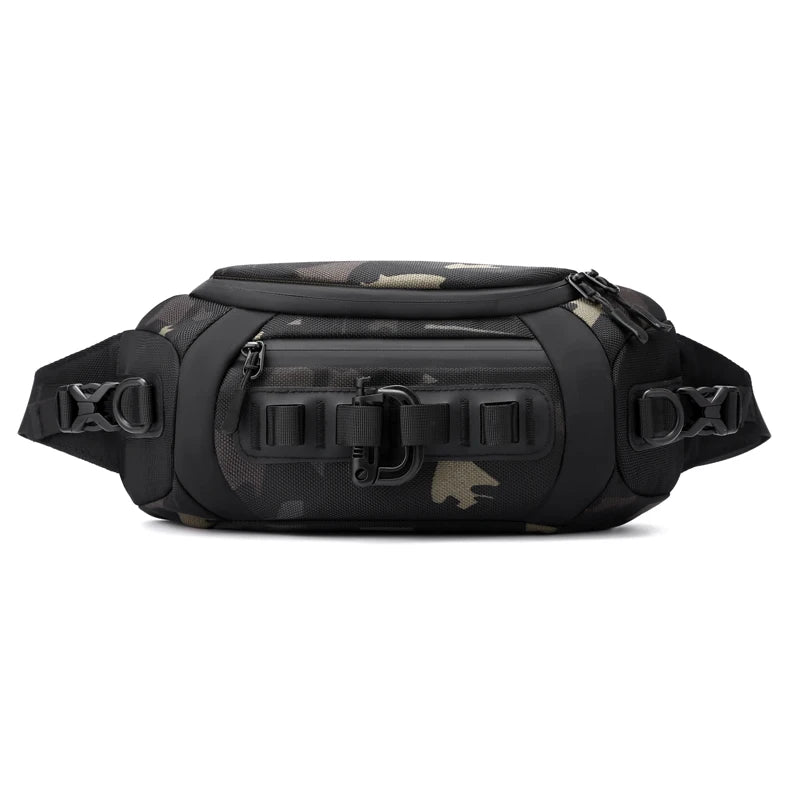 Men Waist Fanny Pack Belt Sling Chest Bag Travel Multi-Pocket Military Fashion Male Nylon Cross body Messenger Purse Bum Hip Bag