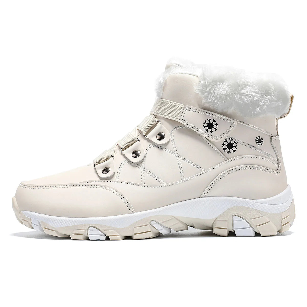 Womens Winter Boots Warm Fur Lined Snow Booties Comfortable Ankle Hiking Boots for Outdoor Use