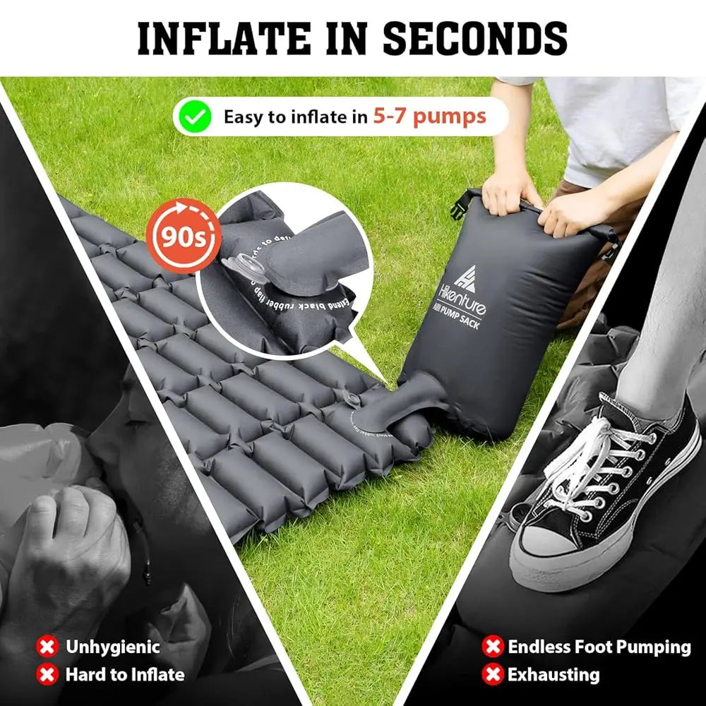Double Sleeping Pad Ultralight Camping Mattress 2 Person Backpacking Pad With Pump Sack Inflatable Air Mat For Tent